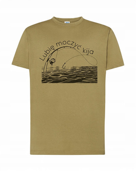 Koszulka T-SHIRT męska dla WĘDKARZA NA RYBY prezent LUBIĘ MOCZY KHAKI S