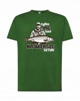 Koszulka T-SHIRT męska dla WĘDKARZA NA RYBY prezent + IMIĘ zielona XXL