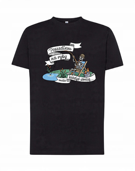 Koszulka T-SHIRT męska dla WĘDKARZA NA RYBY prezent POSZEDŁEM NA CZARNY S