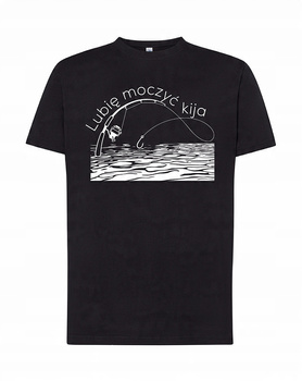Koszulka T-SHIRT męska dla WĘDKARZA NA RYBY prezent LUBIĘ MOCZY czarna XXL