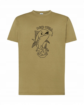 Koszulka T-SHIRT męska dla WĘDKARZA NA RYBY prezent NO KILL KHAKI S