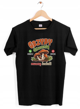 Koszulka męska dla Grzybiarza Grzyby dzwonią prezent T-Shirt czarna XXL