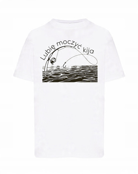 Koszulka T-SHIRT męska dla WĘDKARZA NA RYBY prezent LUBIĘ MOCZY biała S