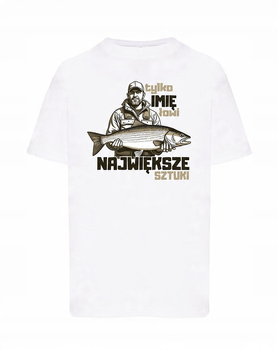 Koszulka T-SHIRT męska dla WĘDKARZA NA RYBY prezent + IMIĘ BIAŁA XXL