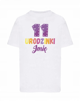 Koszulka dziecięca Urodzinowa kolorowa prezent na 11 urodzinki + imię
