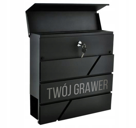 Skrzynka Tubą Pocztowa Listy Antracyt z GRAWEREM