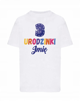 Koszulka dziecięca Urodzinowa kolorowa prezent na 3 urodzinki + imię 3 CHŁO