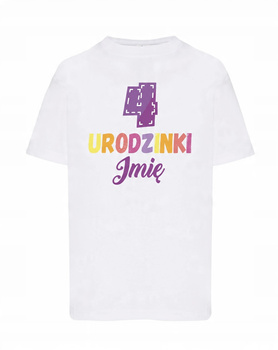 Koszulka dziecięca Urodzinowa kolorowa prezent na 4 urodzinki + imię 4