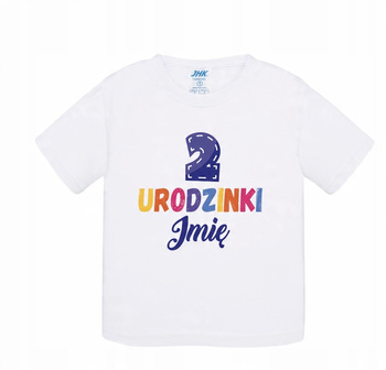 Koszulka dziecięca kolorowa dla chłopczyka na 2 urodzinki + imię 2 latka